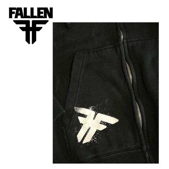 Fallen Black Zip Up Hoodie - Size S‎ - Picture 2 of 3